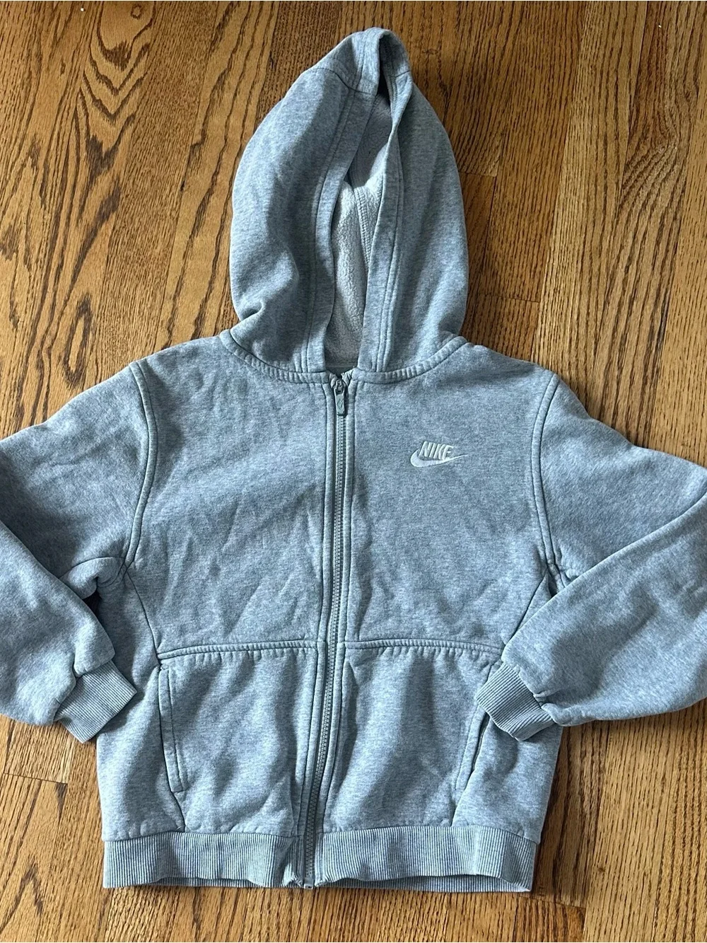 Nike Kids Light Gray Full-Zip Hooded Sweatshirt